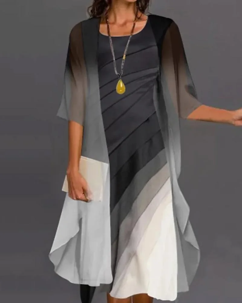 Women's Color Matching Mesh Dress