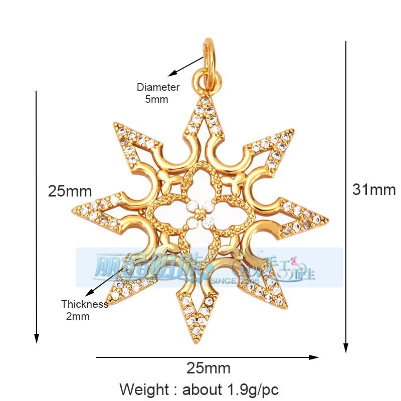 1 Piece Copper Geometric Heart Shape Snowflake Pendant Jewelry Accessories