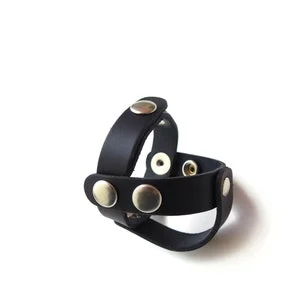 pornhint Pornhint Cock Ring and Testicle Restraints - Leather Cock Ring or Penis Cage - Cock and Ball Divider - Penis Toys - Soft and Flexible Leather