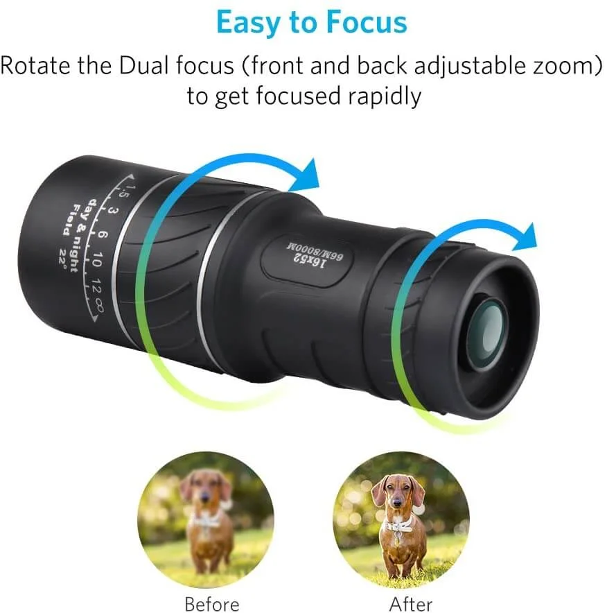 Zoom Monocular Telescope 16x52 Best Monoculars for Birds Watching Wildlife Hunting Camping