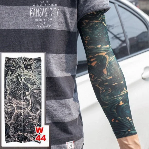 1pc hot sale tattoo sleeve styles elastic Fake 100%nylon Arm stocking beloved girl Buddha Wolf Dragon design halloween cool men