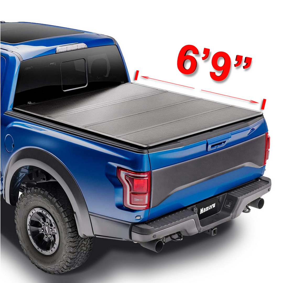 For 2020-2021 Silverado Sierra 2500HD 3500HD 6'9" Truck Bed Cover | Mamoru Hard Quad-Fold Bed Cover For 2021 Chevy Silverado 2500hd