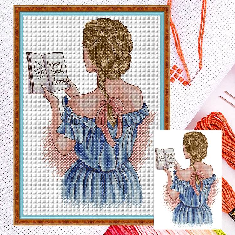 【CS】The Back View Of A Girl Reading A Book 14CT (21*31CM)  gbfke