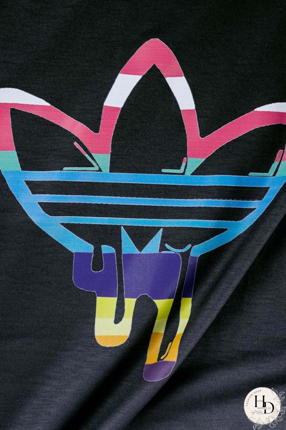 Black Casual Gradual Change Print Basic O Neck Short Sleeve Two Pieces