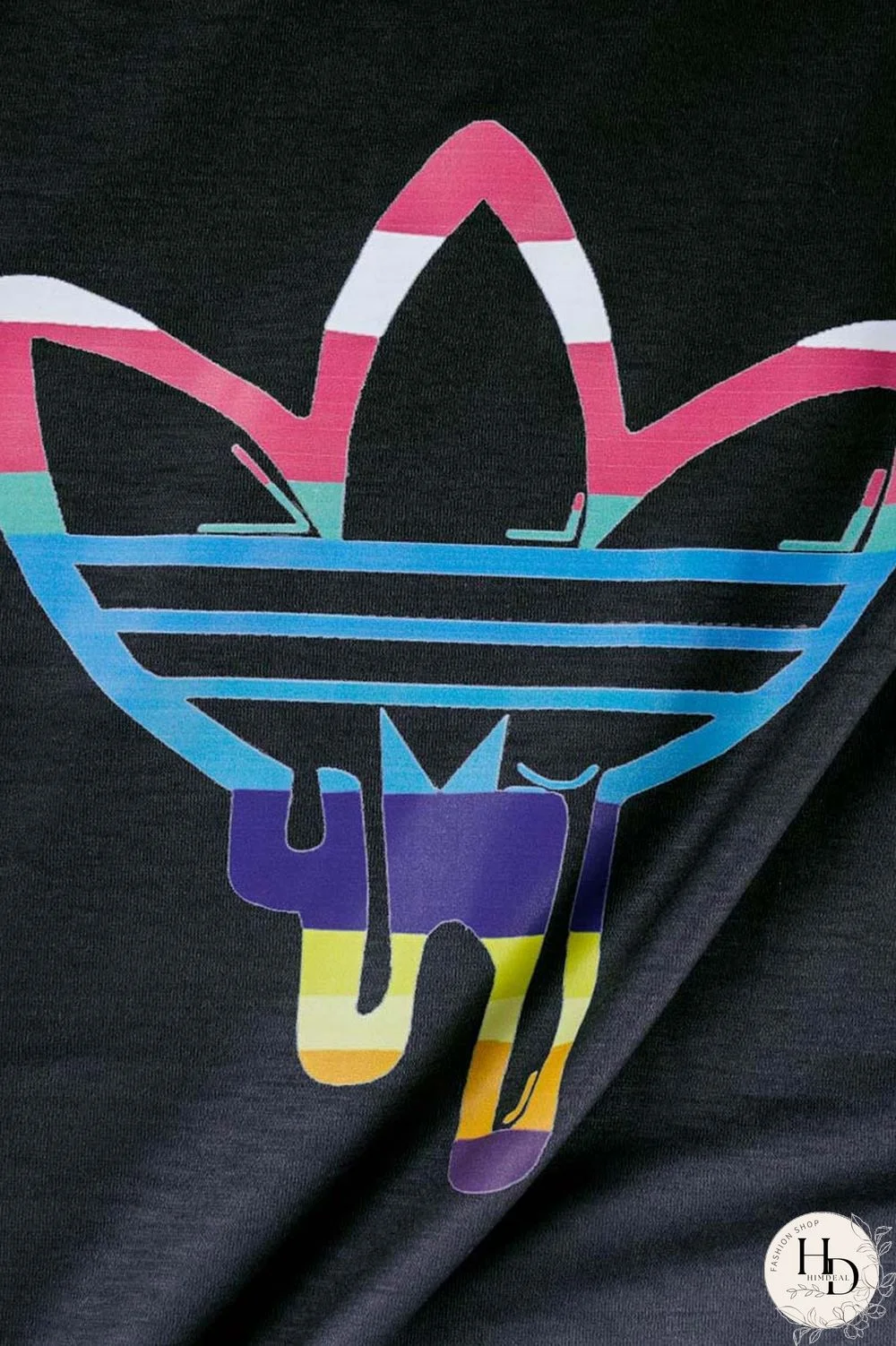 Black Casual Gradual Change Print Basic O Neck Short Sleeve Two Pieces