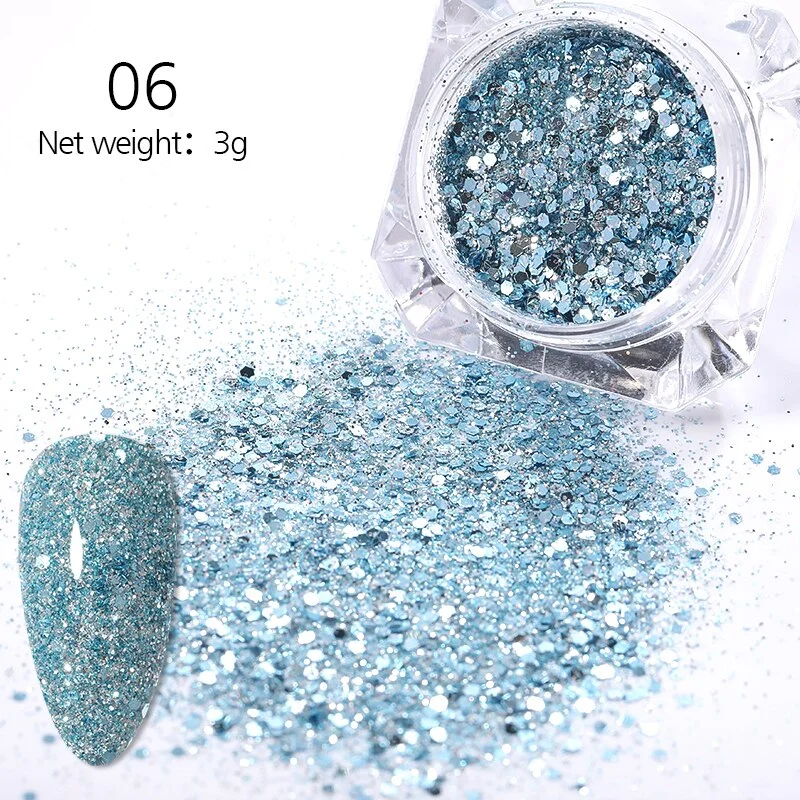 1g Glitter Nail Sequins iridescent Powder Shining Irregular 3D Hexagon Colorful Sequins Summer Popular DIY Nail Art Decoration-Nail Inspo