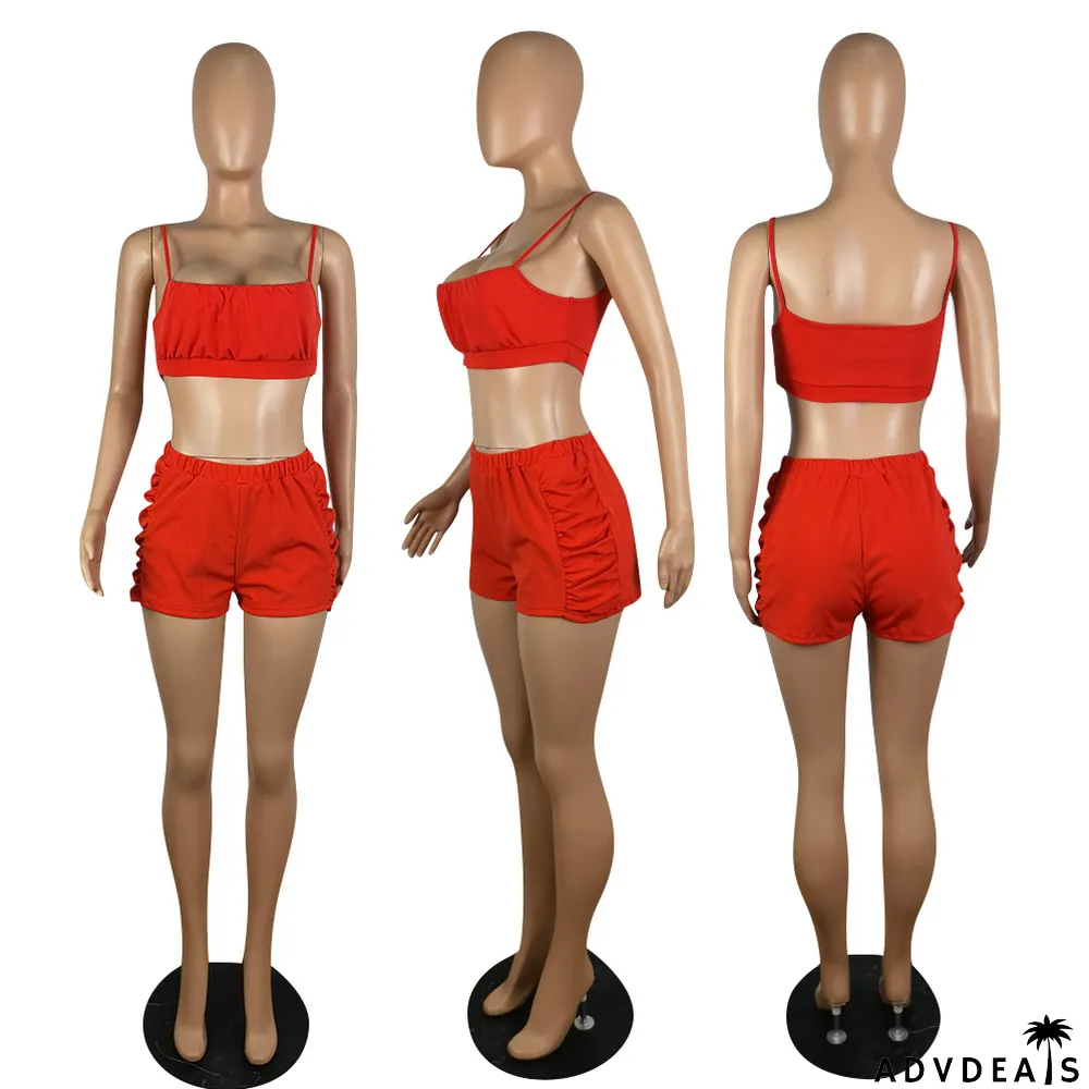 Camisole Crinkle Top Two Piece Set