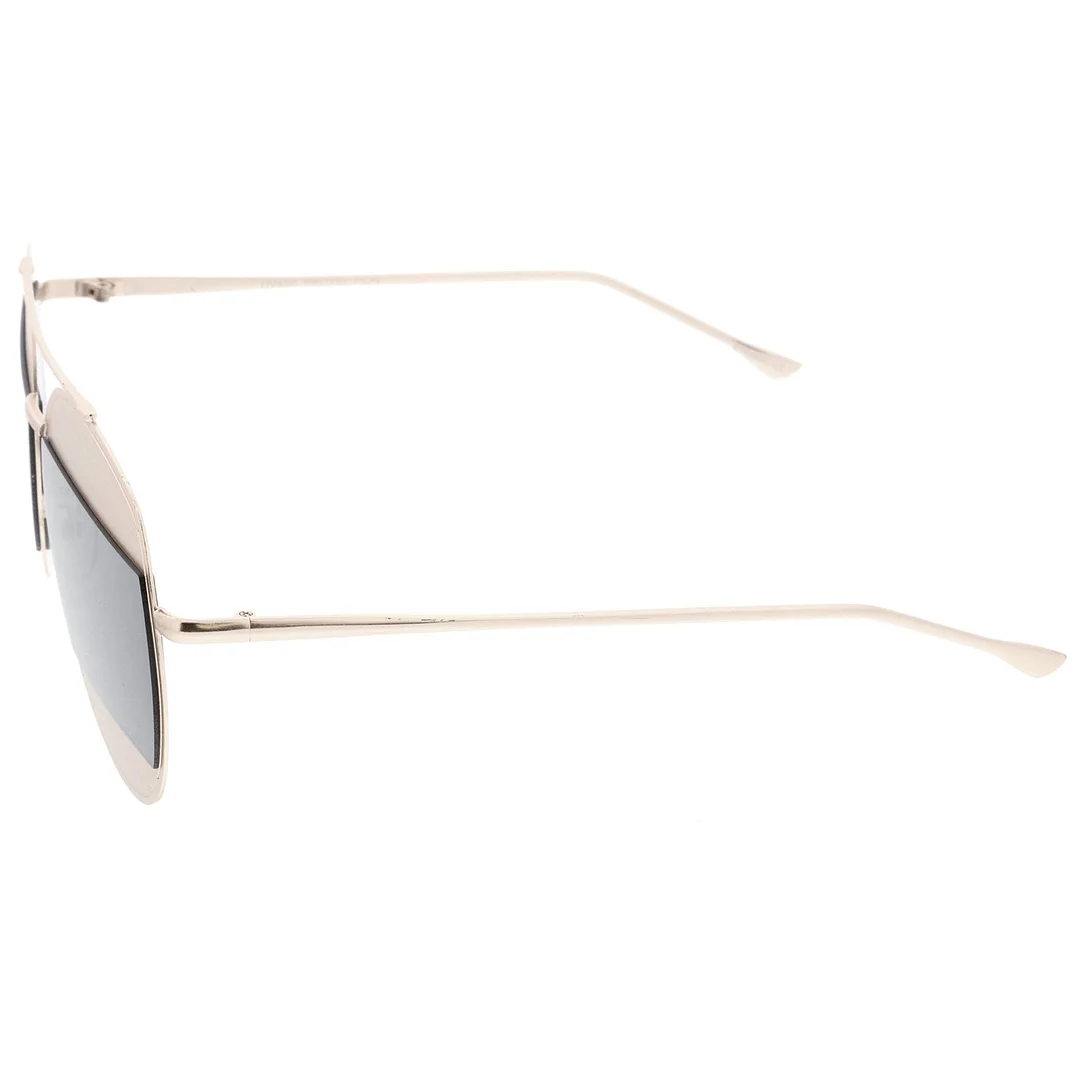 Two-Toned Metal Thin Temple Brow Bar Color Split Lens Aviator glasses 57mm