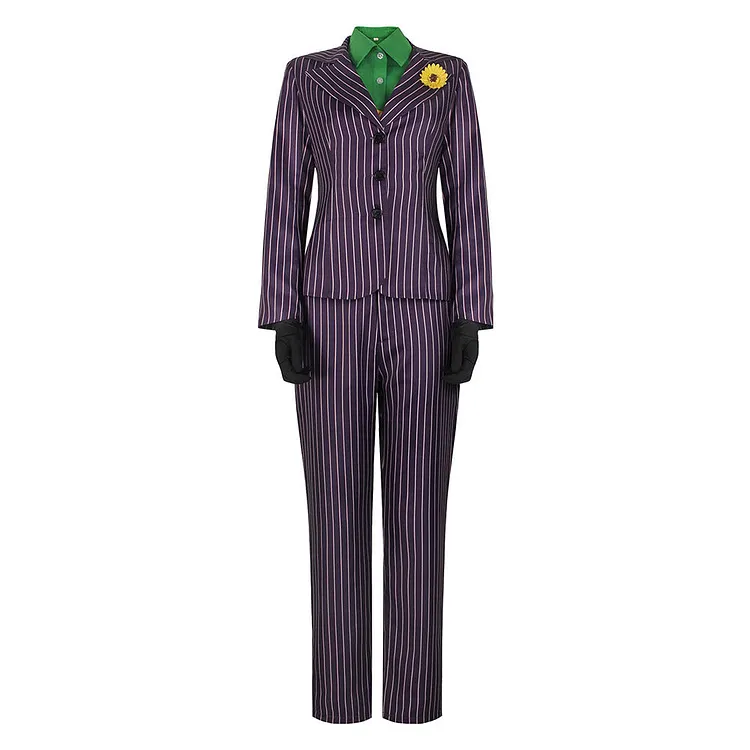 Joker: Folie &agrave; Deux (2024) Joker Women Purple Stripe Outfits Set Cosplay Costume Halloween Carnival Suit