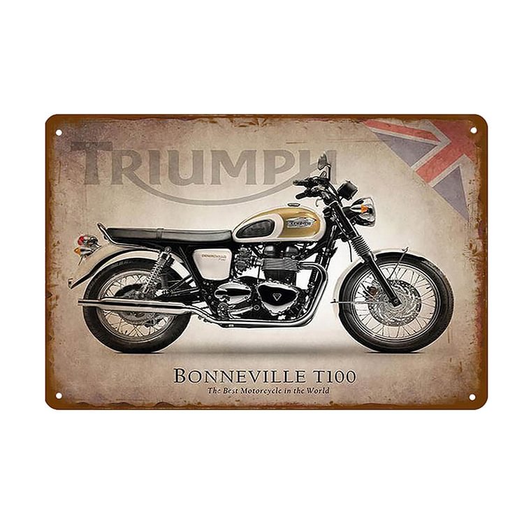 Motos Triumph T100 - Enseigne Vintage Métallique/Enseignes en bois - 20*30cm/30*40cm