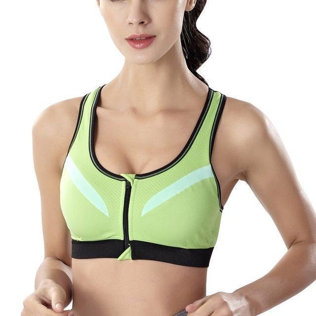 Fitness workout padded sports bra - Solar - Quick dry - Green/Yellow - Shop Trendy Women's Clothing | LoverChic