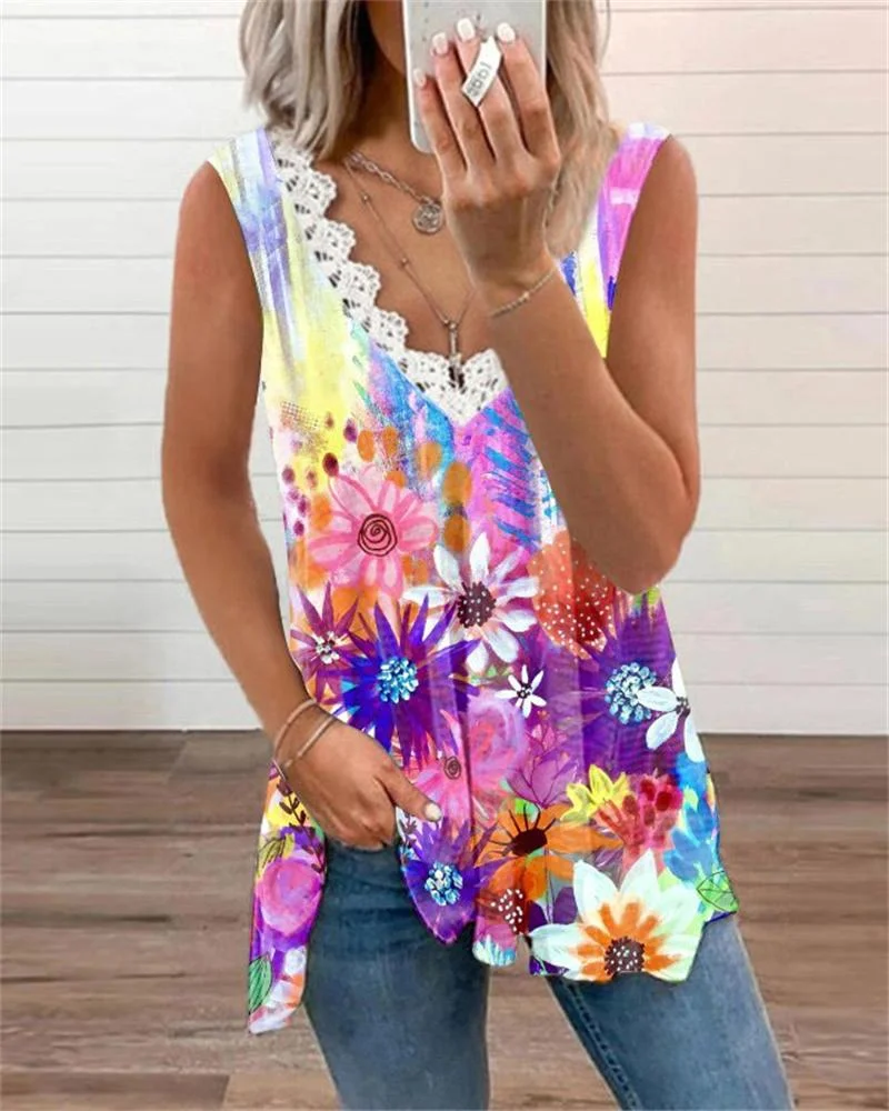 Casual V-Neck Printed Vests