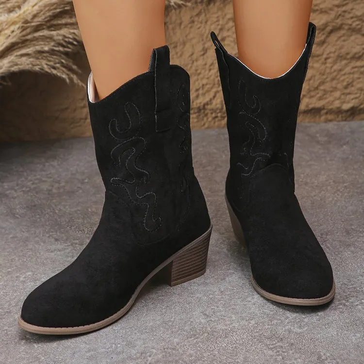 Breakj Breakj New Autumn And Winter Women's Boots Large-Size Pure Color Fashion Coarse And Pointed Martin Boots