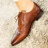 Lace-Up Genuine Leather Oxford Flat Men Business Office Shoes -Dress Shoes