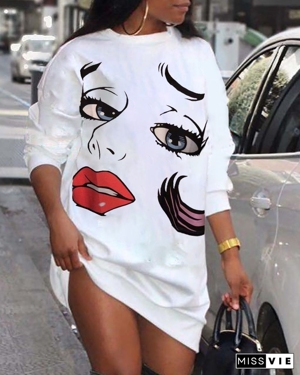Girls Print Short Sleeve Loose Mini T-shirt Dress