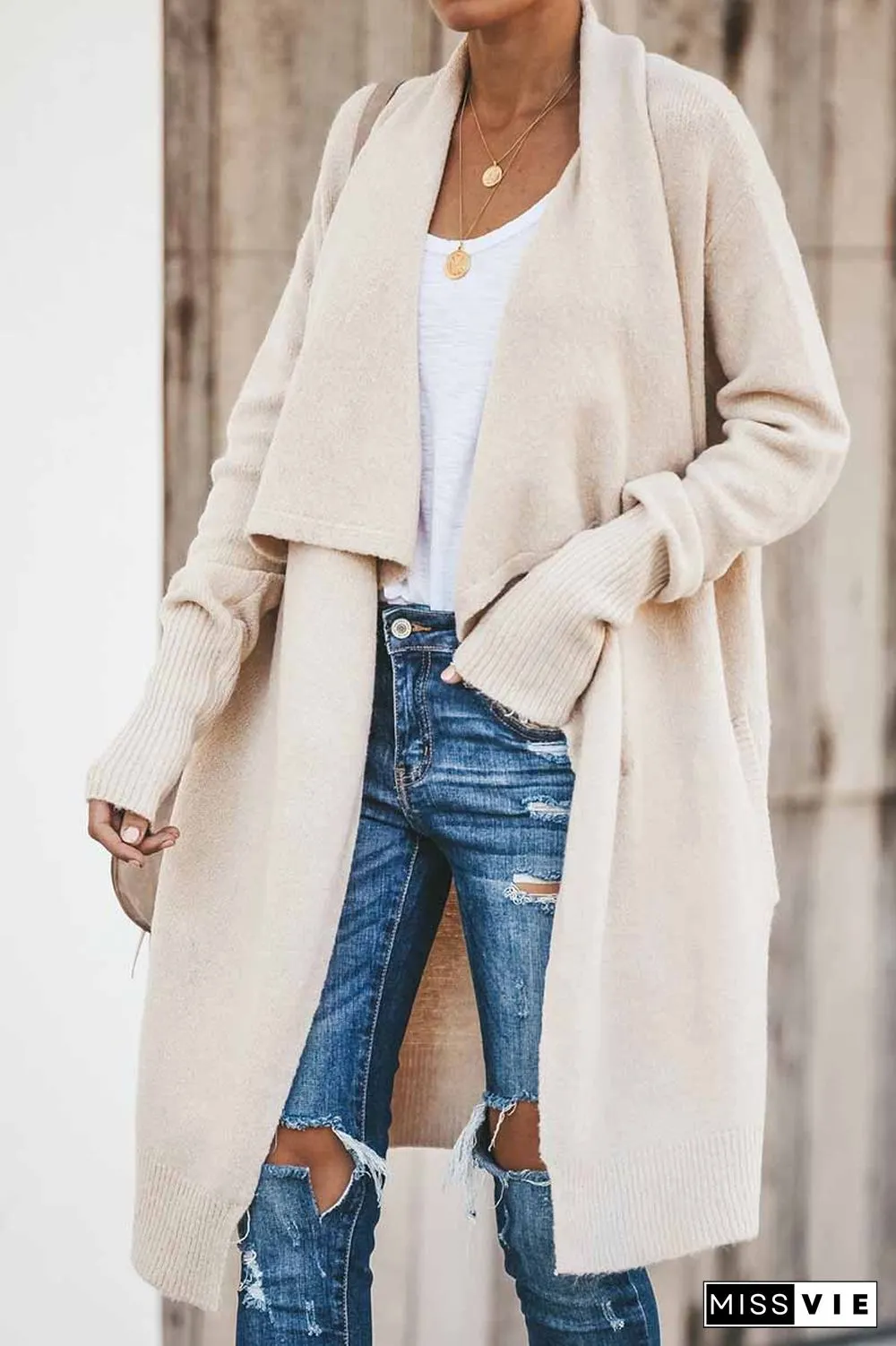 Fashion Classic Pure Color Casual Loose Coat