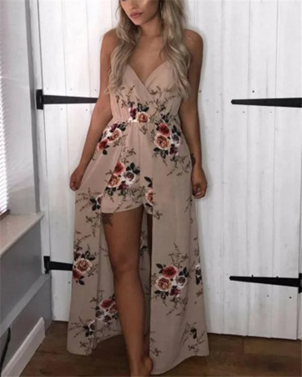 floral printed oversized women fashion casual maxi dresses p122914
