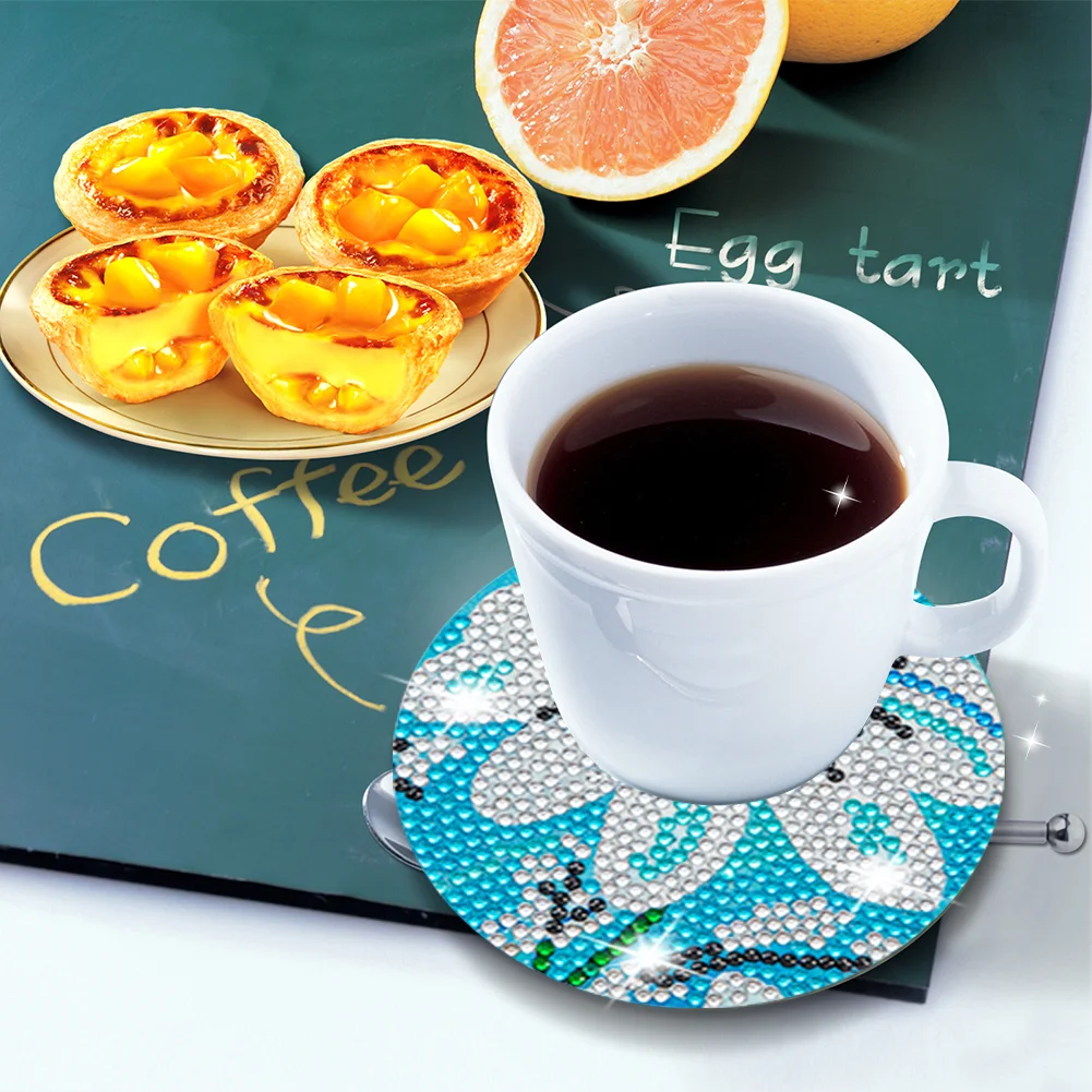 6pcs Flower Anti Slip Coasters with Holder DIY for Tabletop Protection