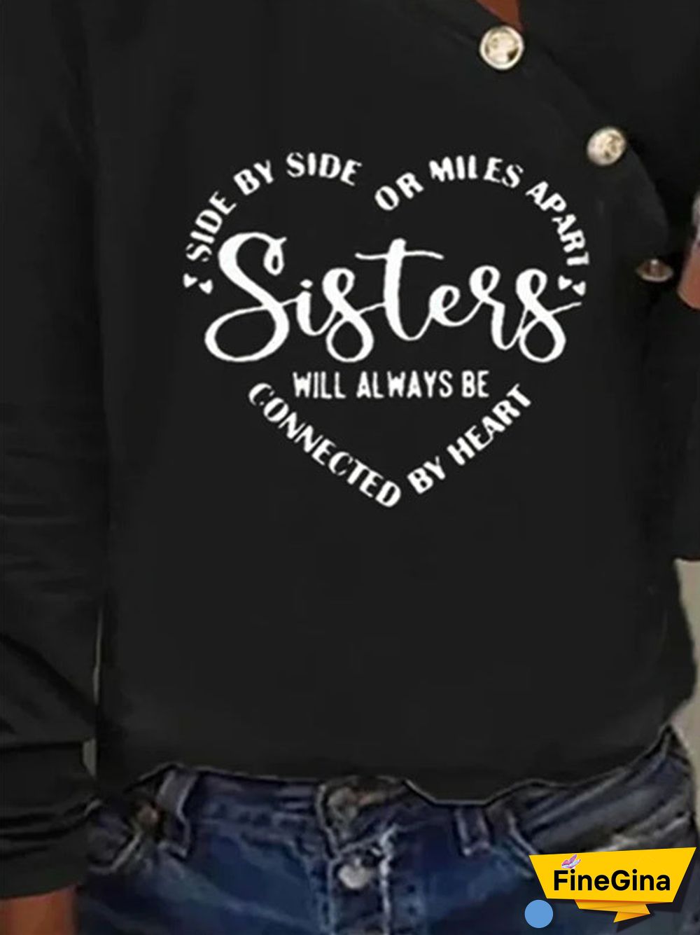 Women Long Sleeve V-neck Stitching LOVE Top