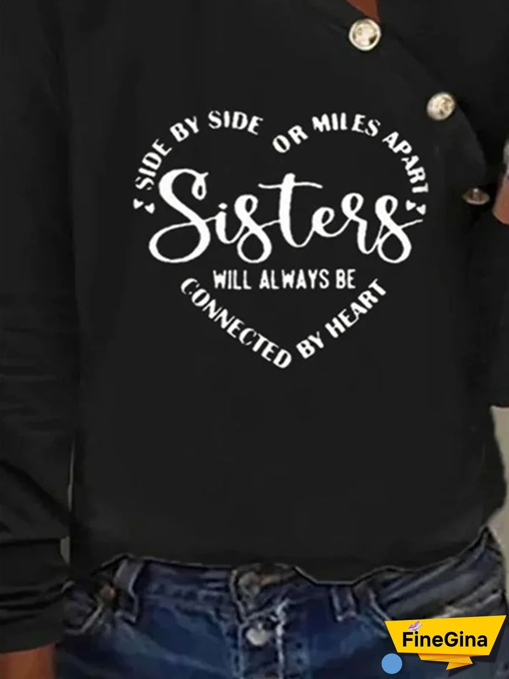 Women Long Sleeve V-neck Stitching LOVE Top