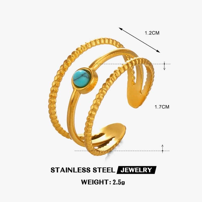 IG Style Minimalist Lines 304 Stainless Steel 18K Gold Plated Open Rings