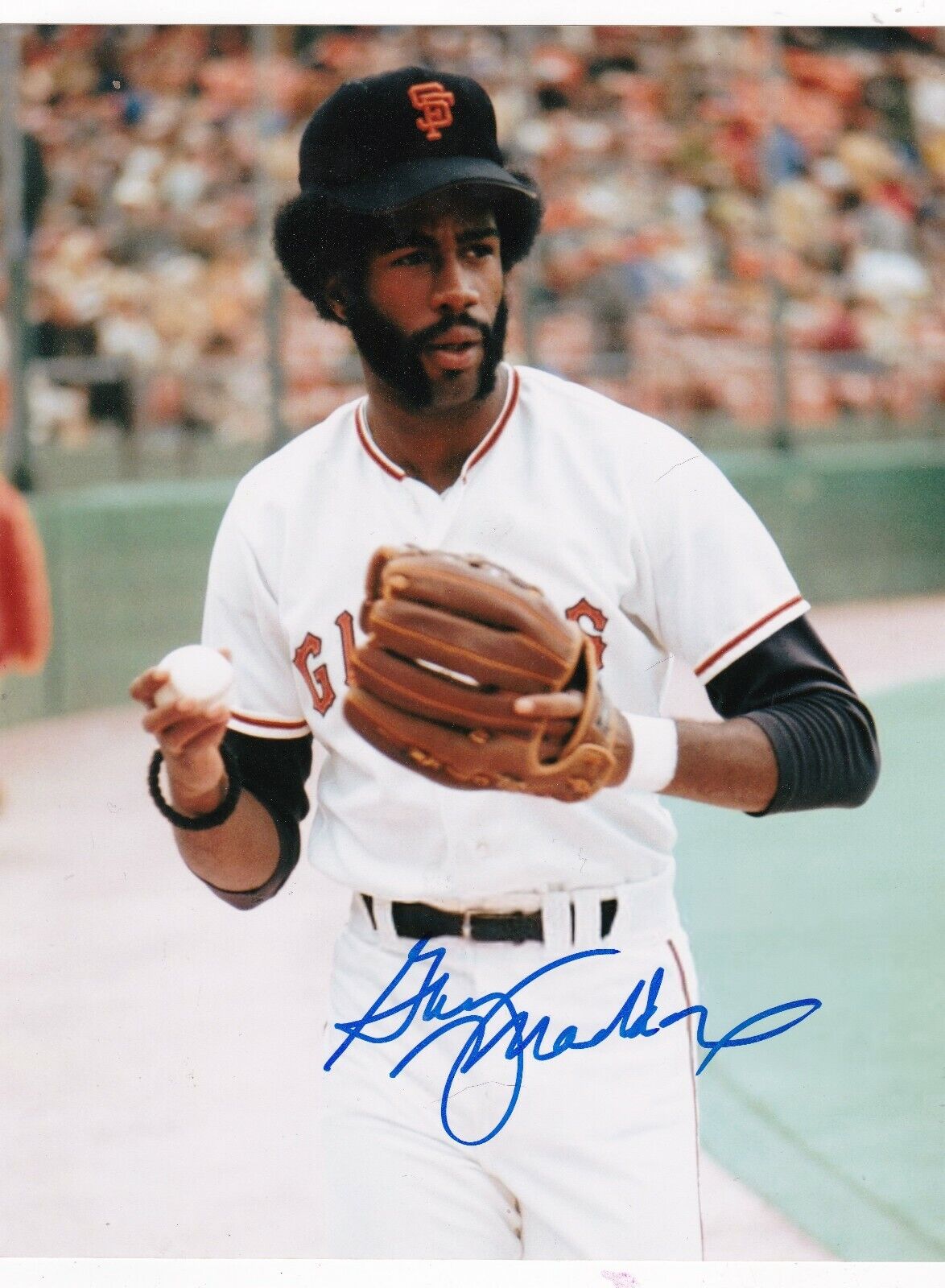 GARY MADDOX SAN FRANCISCO GIANTS ACTION SIGNED 8x10