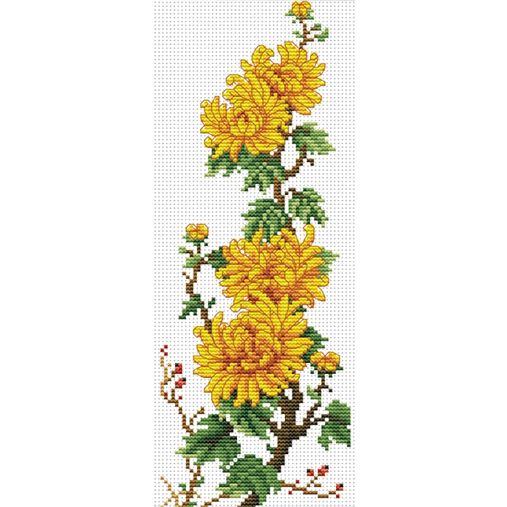 Chrysanthemum Flowers - 11CT Stamped Cross Stitch(20*40cm）