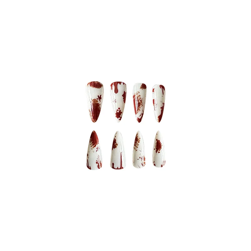Churchf Fresh And Simple Blood Color Milky White Long Pointed Nail Products Can Be Removable Wearable Nail Paste Fake Nails