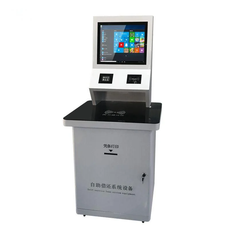 RFID Intelligent Library Kiosk RFID Self Service Borrow Return RFID Book Terminal RFID Smart Kiosk With Card Reader Nfc Reader Bar Code Reader