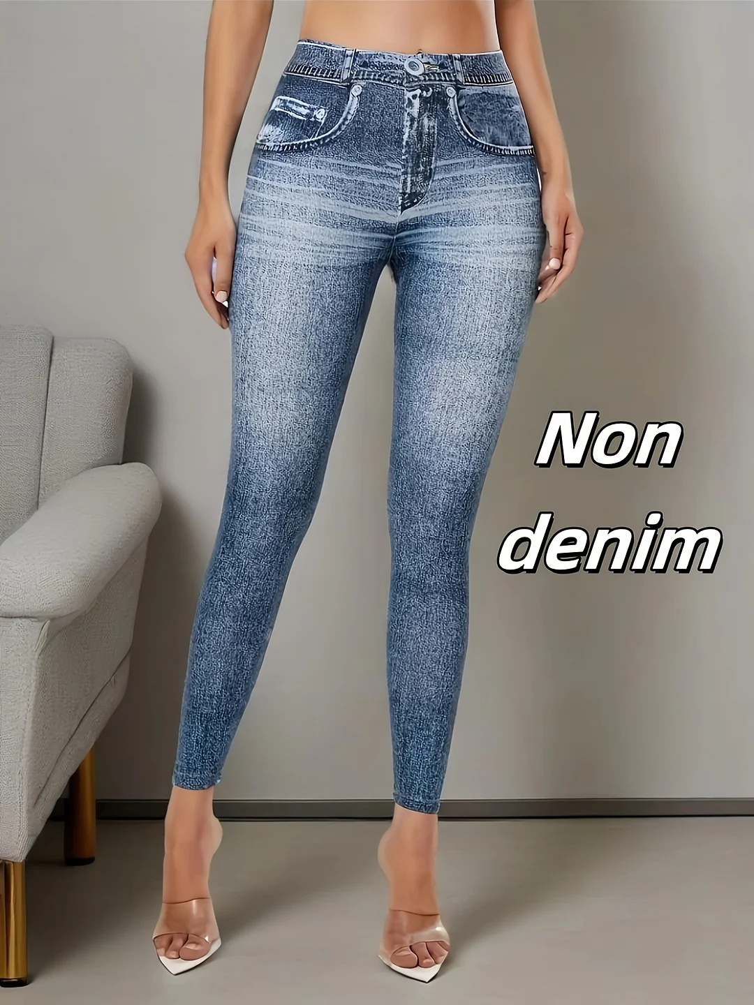 Women's Skinny Jeans-Like Leggings - Non-Transparent Stretch Pants With Denim Look, Machine Washable All-Season Skinny Fit For Everyday & Formal Outfits - Jeans Alternative Bottom | IFYHOME