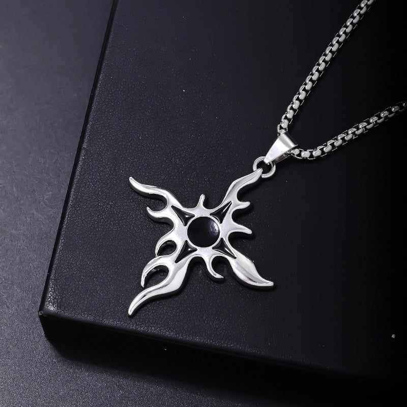 Hip-Hop Cross 304 Stainless Steel Hollow Out Rhodium Plated Men's Pendant Necklace