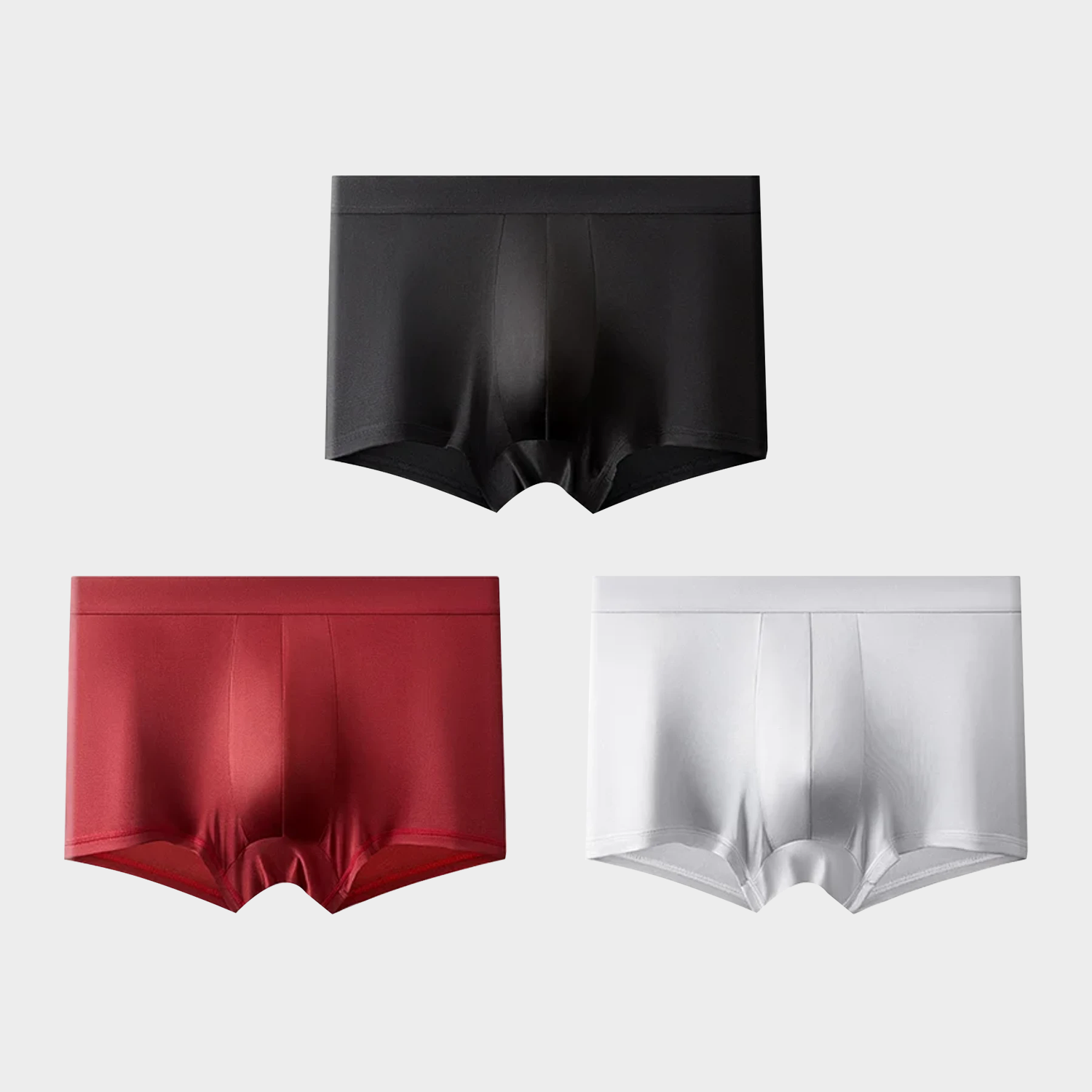 Men's 100 Silk Trunk Underwear Elasticated Mid Waist 3-Pack REAL SILK LIFE