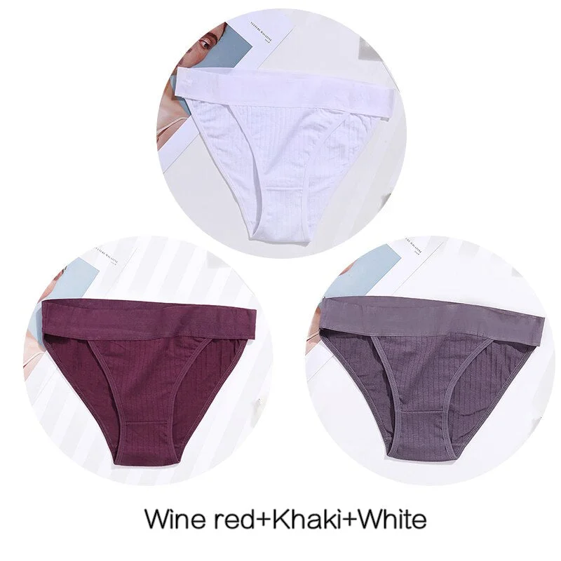 FINETOO 3Pcs/set Panties Women Cotton Underwear Female Sexy Lingerie Ladies Casual Brief Women Striped Underpants Intimates M-XL