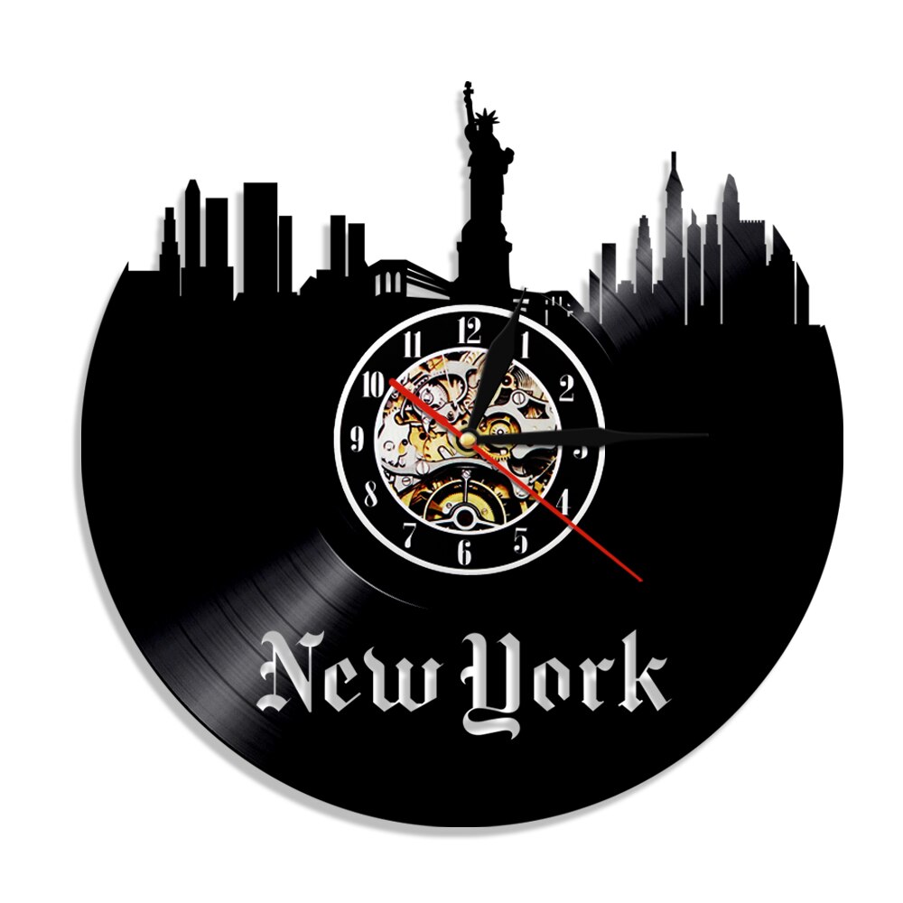 

Statue of Liberty New York City Skyline - Vinyl Record Wall Clock - Without LED, 501 Original