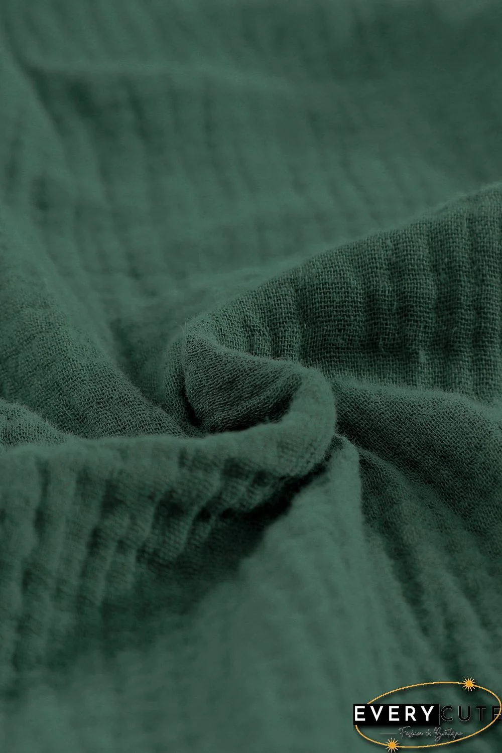 Green Ruffles Crinkled Long Sleeve Shirt