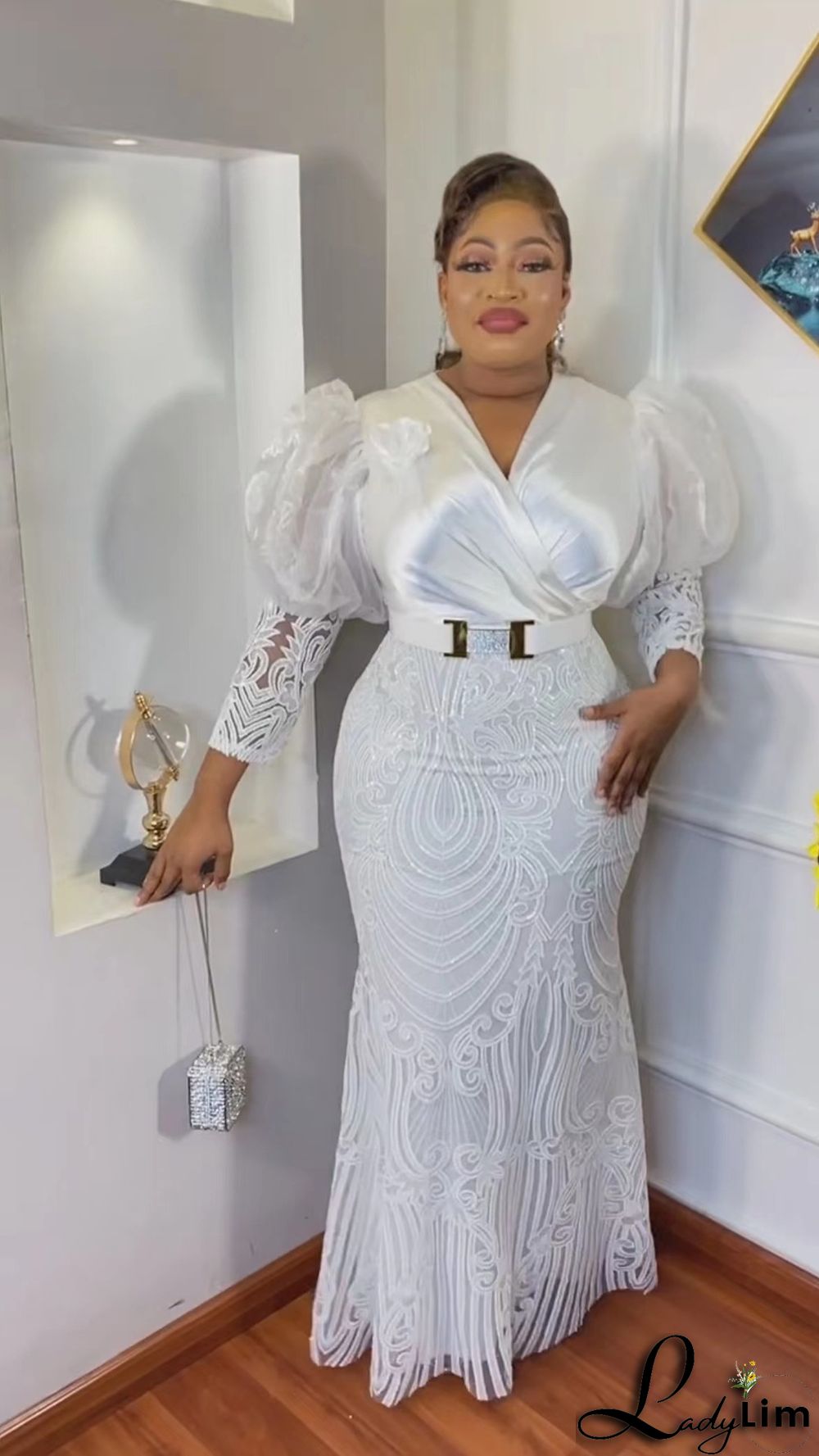 African Women's Lace Party Evening Dress Elegant Long Party Dress