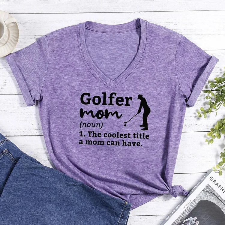 Golf Golfing mom funny art V-neck T Shirt-Annaletters