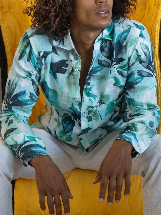 Men's green coconut tree Beach Shirt 2