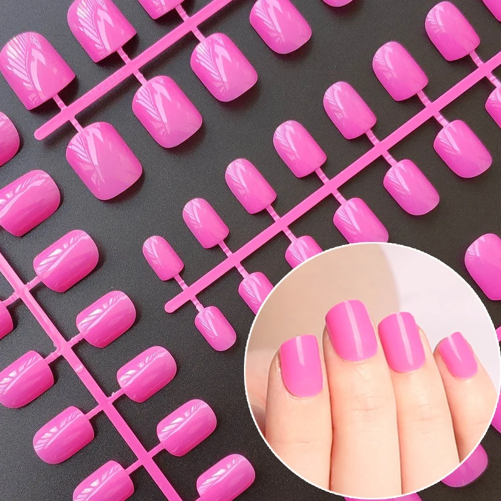 5 Sets Of 24 Pieces Per Unit Round Colored False Nails Tips Full Cover 10 Size Fake Nails For DIY Acrylic Press On Nail Tips-Nail Inspo
