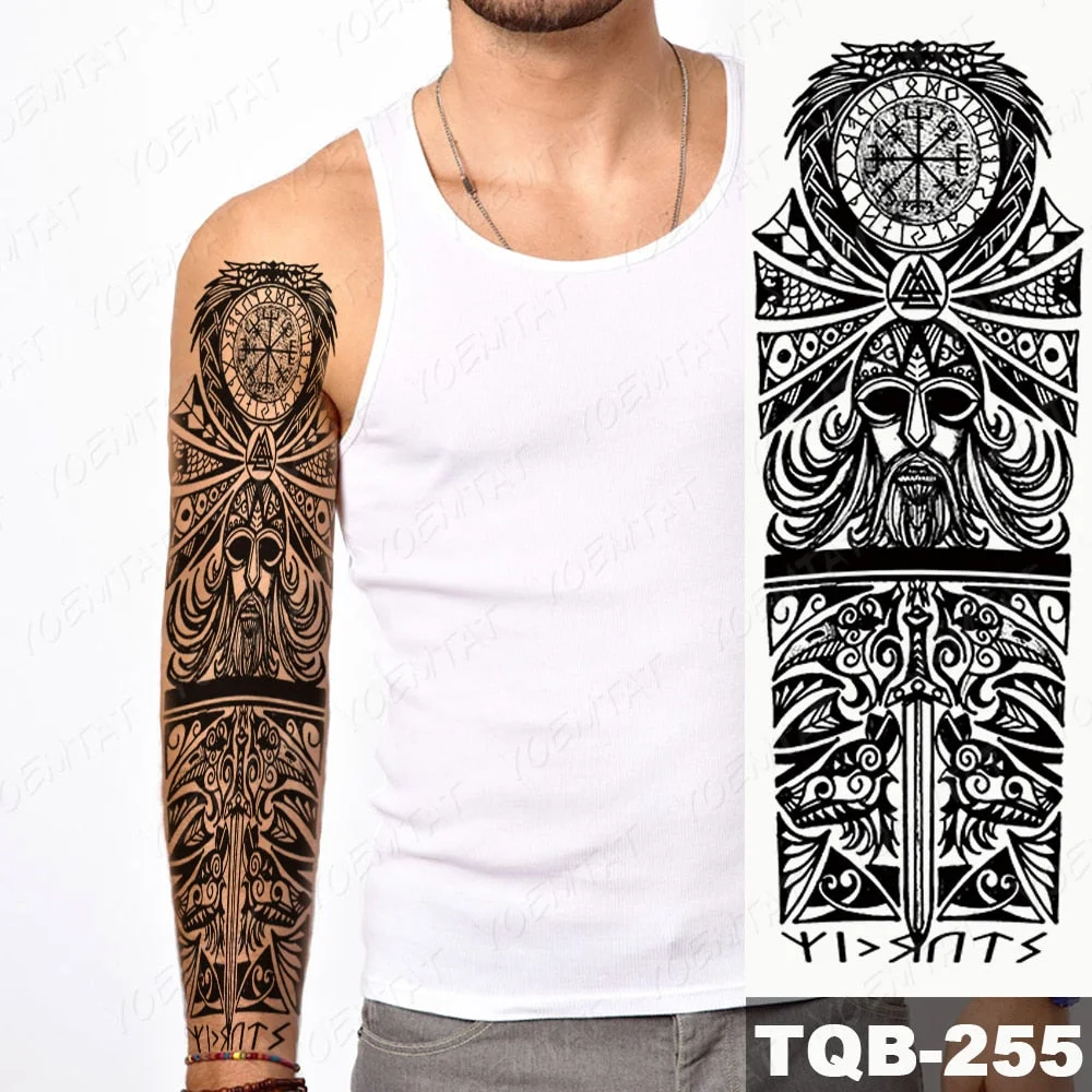 Large Arm Sleeve Tattoo Airplane soldier Pilot Waterproof Temporary Tatto Sticker Sailing Compass Body Art Full Fake Tatoo Women