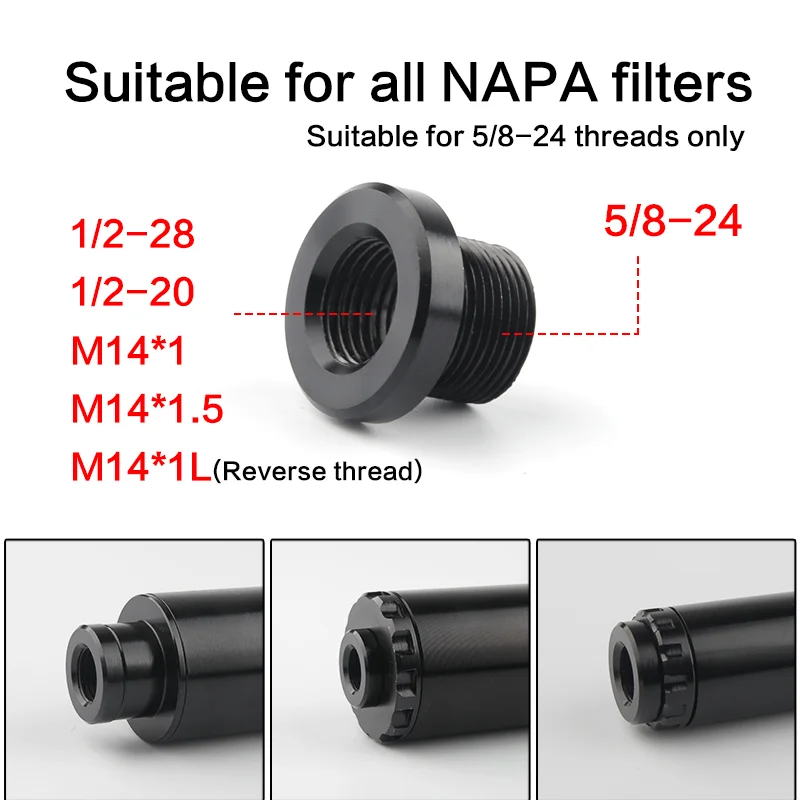 Thread Adapter Convert 5/8-24 to 1/2-28,M14x1,M14x1.5 For Barrel for Suitable for all Napa 4003 Solvent Trap