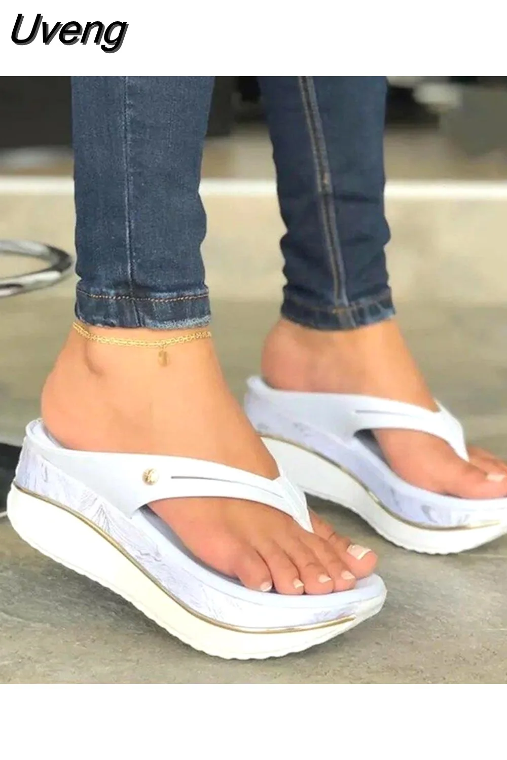 Uveng Sandals Platform Sandals Women Flip Flops 2023 Summer Sandals Slipper Indoor Outdoor Flip-flops Beach Shoes Female Sandals 420-0