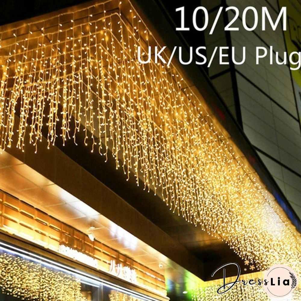 String Light 100/200LED 10M/20M Christmas/Wedding/Party Decoration Lights Garland AC 110V 220V Outdoor Waterproof Led Lamp 4 Colors Led UK/US/EU PLUG
