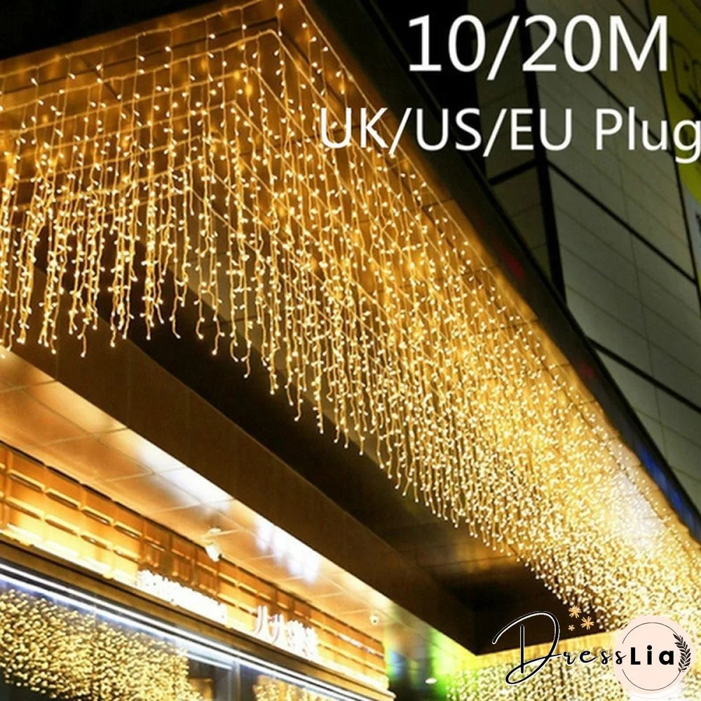String Light 100/200LED 10M/20M Christmas/Wedding/Party Decoration Lights Garland AC 110V 220V Outdoor Waterproof Led Lamp 4 Colors Led UK/US/EU PLUG