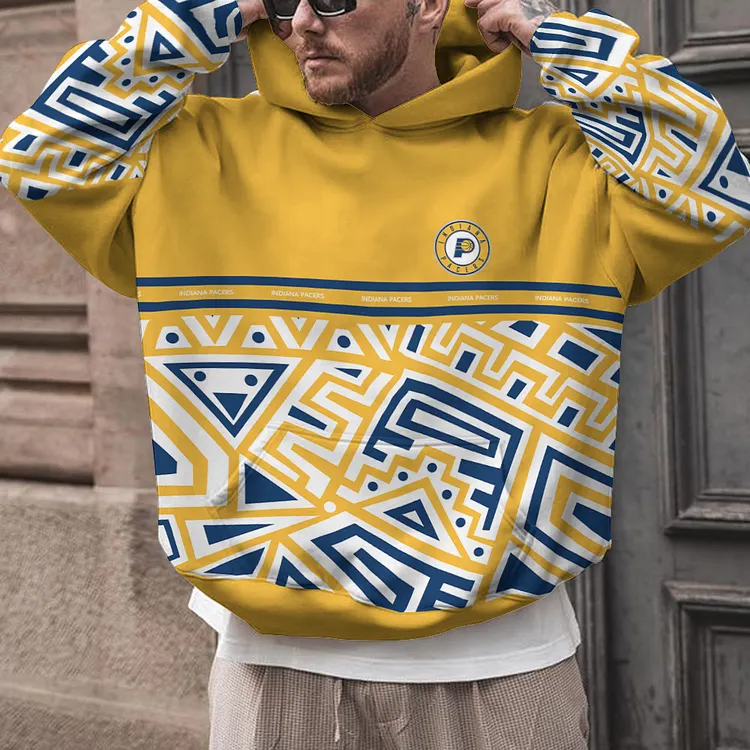 Indiana Pacers Printed Hooded Pocket Pullover Hoodie