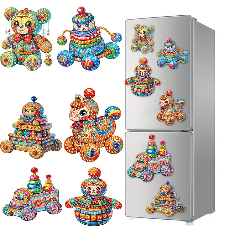 【Magnet Stickers】6Pcs Acrylic Special Shape Cute Girls Fridge Stickers Diamond Art Magnets Decals gbfke