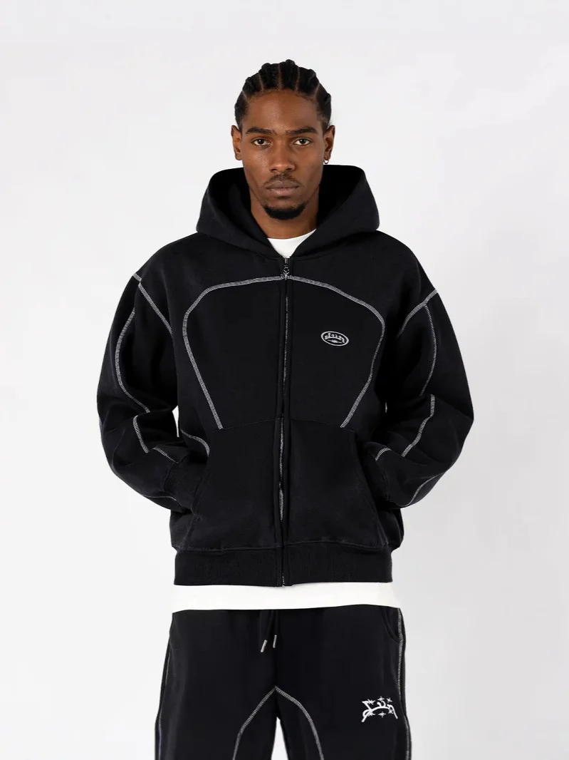 Athvotar Athvotar Trendy Loose Tunic Hip-Hop Streetwear Men And Women Zipper Hooded Casual Jacket 2025