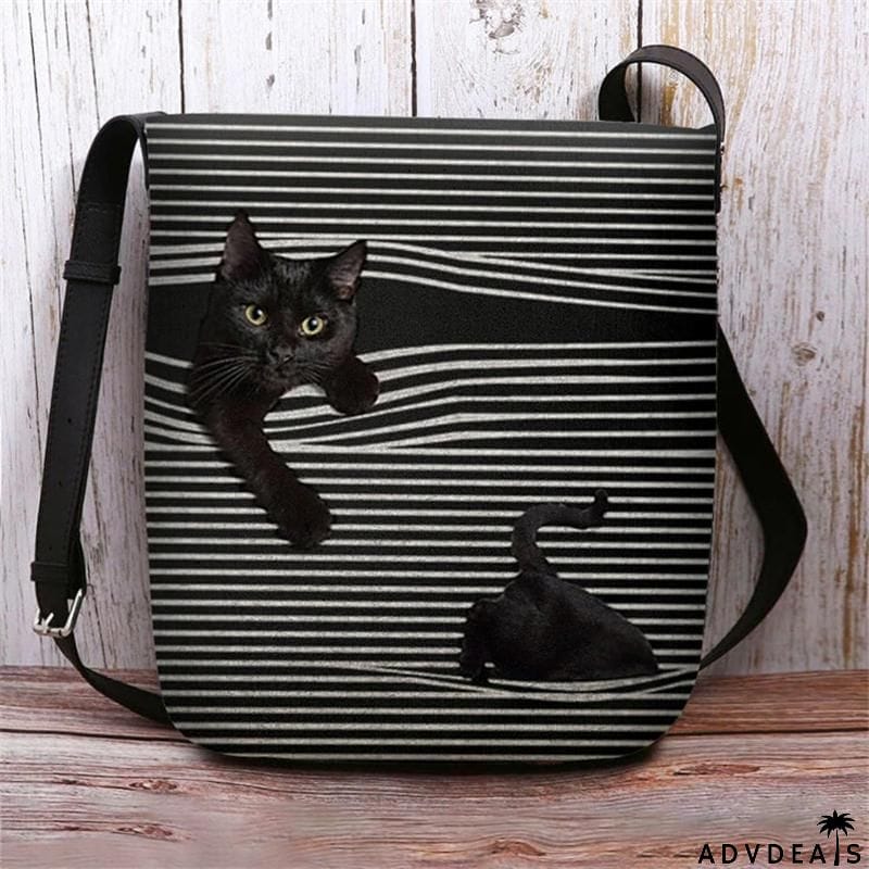 Cute Cat Striped Adjustable Crossbody Bags