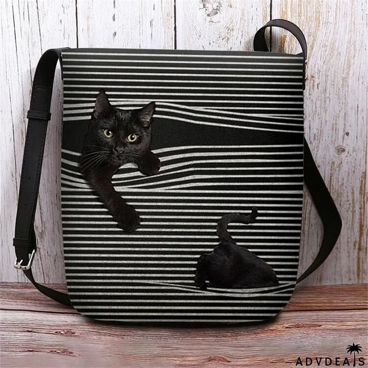 Cute Cat Striped Adjustable Crossbody Bags