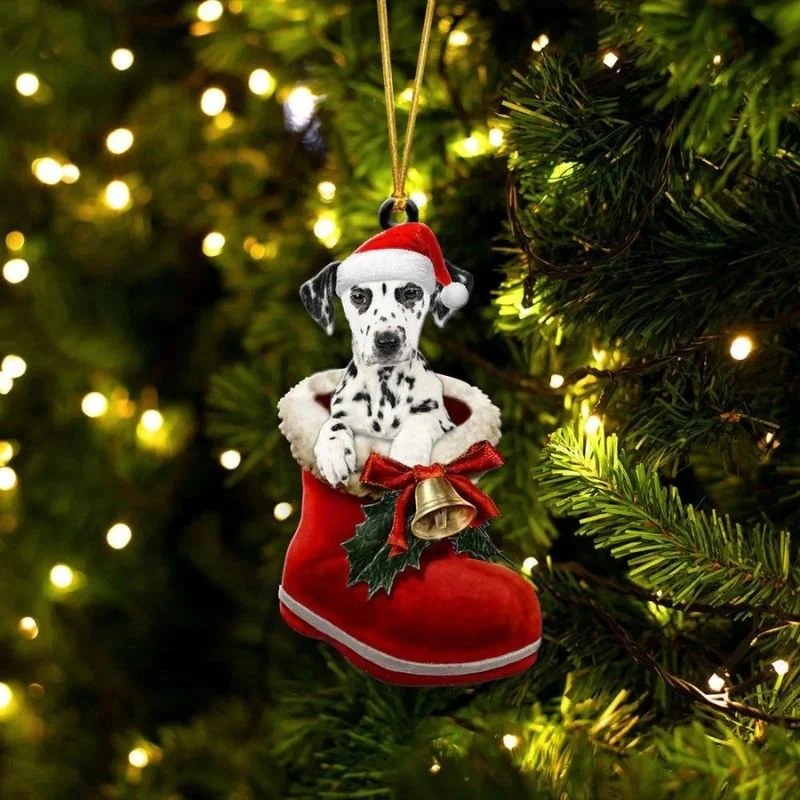 VigorDaily Dalmatian In Santa Boot Christmas Hanging Ornament SB098